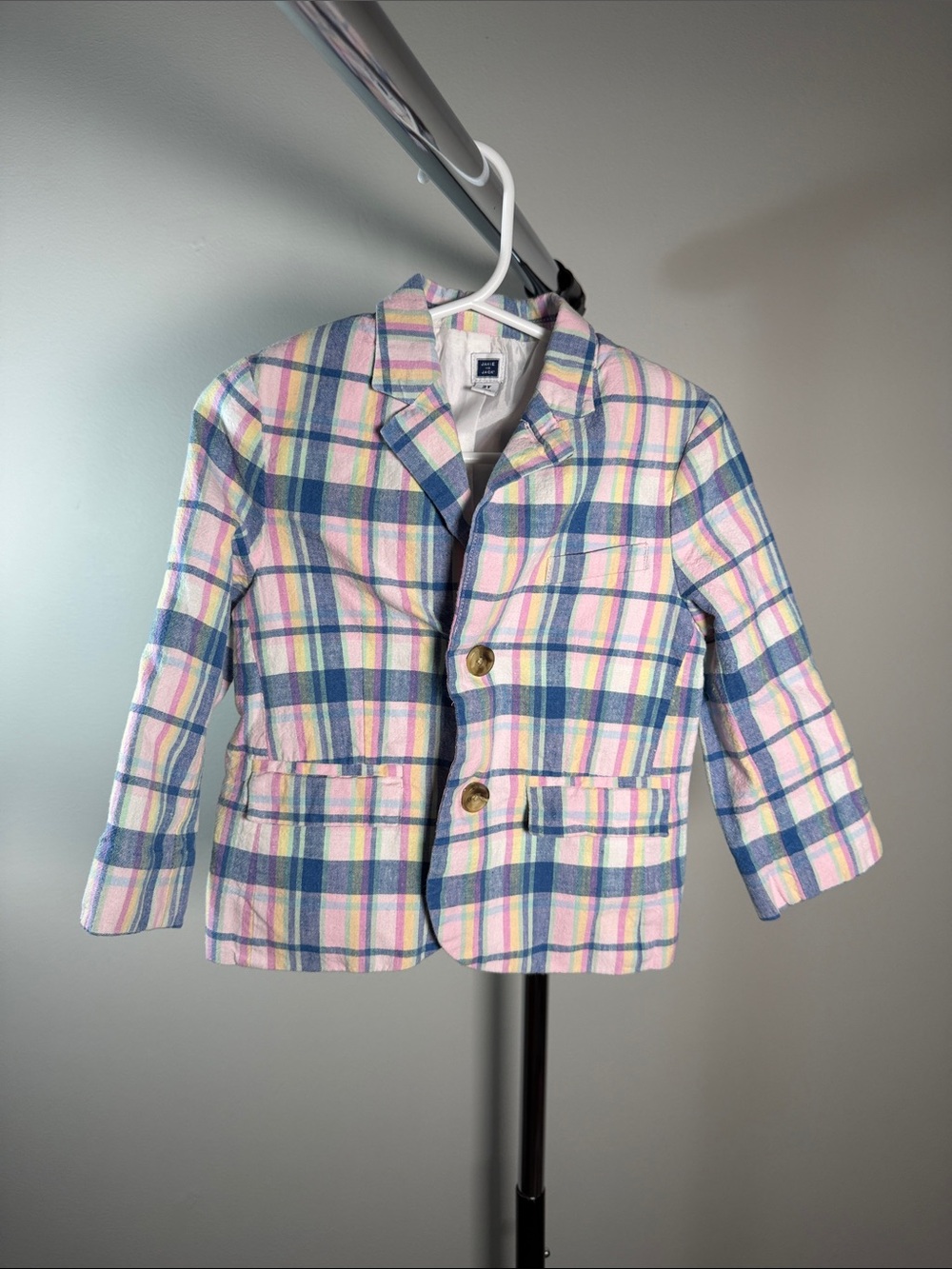 Janie and Jack Plaid Blazer in Pink and Blue